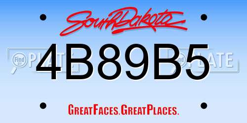 4B89B5 South Dakota License Plate