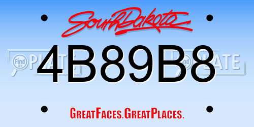 4B89B8 South Dakota License Plate
