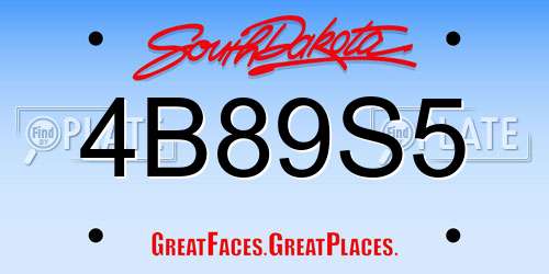 4B89S5 South Dakota License Plate