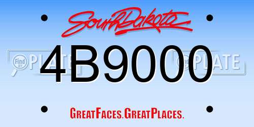 4B9000 South Dakota License Plate