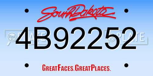 4B92252 South Dakota License Plate