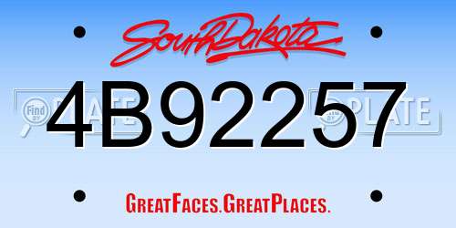 4B92257 South Dakota License Plate