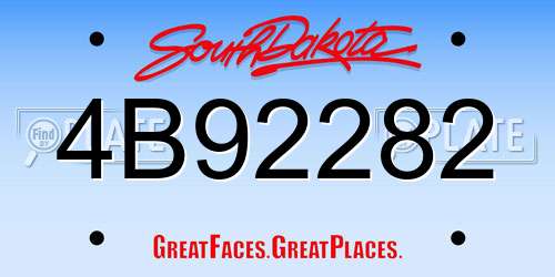 4B92282 South Dakota License Plate