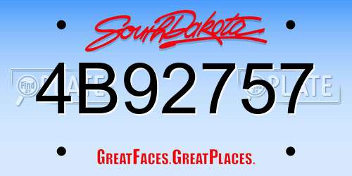 4B92757 South Dakota License Plate