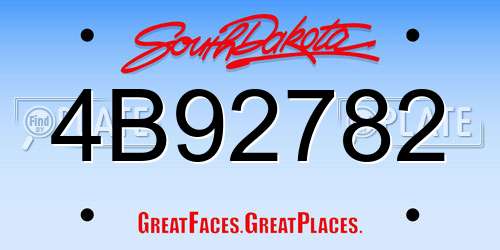 4B92782 South Dakota License Plate