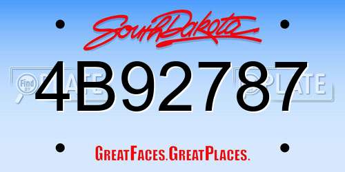 4B92787 South Dakota License Plate