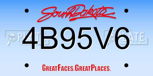 4B95V6 South Dakota License Plate