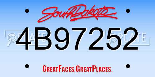 4B97252 South Dakota License Plate