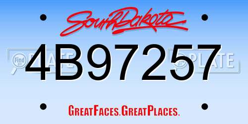 4B97257 South Dakota License Plate