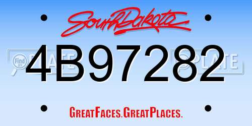 4B97282 South Dakota License Plate