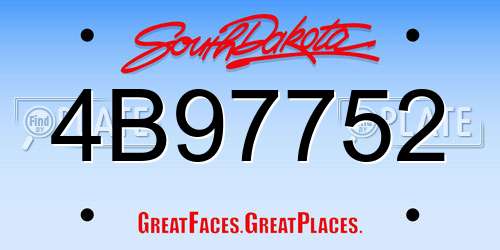 4B97752 South Dakota License Plate