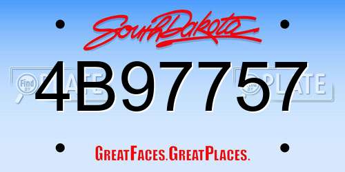 4B97757 South Dakota License Plate