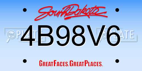 4B98V6 South Dakota License Plate