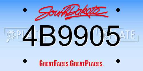 4B9905 South Dakota License Plate