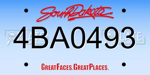 4BA0493 South Dakota License Plate