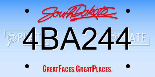 4BA244 South Dakota License Plate