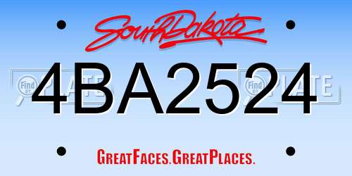 4BA2524 South Dakota License Plate