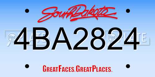 4BA2824 South Dakota License Plate