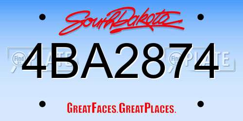 4BA2874 South Dakota License Plate