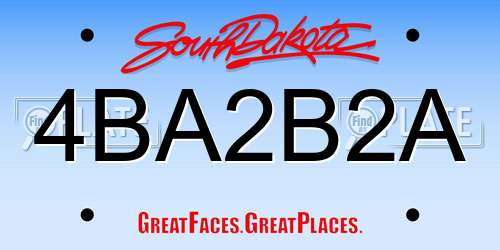 4BA2B2A South Dakota License Plate