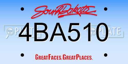 4BA510 South Dakota License Plate