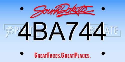 4BA744 South Dakota License Plate