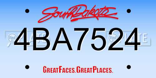 4BA7524 South Dakota License Plate