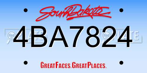 4BA7824 South Dakota License Plate