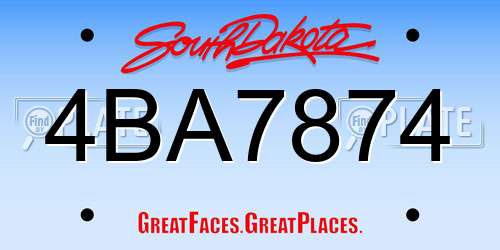 4BA7874 South Dakota License Plate