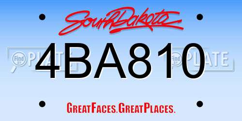 4BA810 South Dakota License Plate