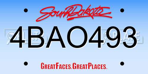 4BAO493 South Dakota License Plate