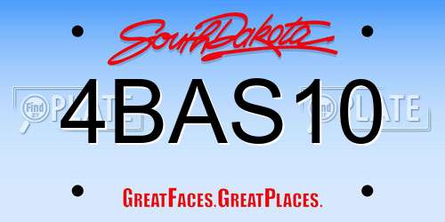 4BAS10 South Dakota License Plate