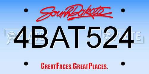 4BAT524 South Dakota License Plate
