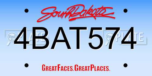 4BAT574 South Dakota License Plate