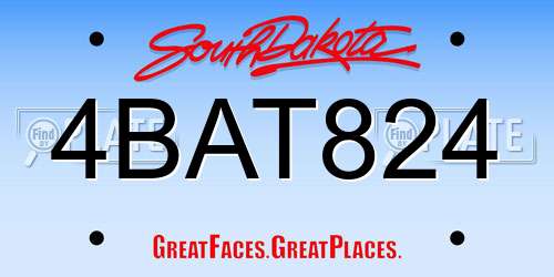 4BAT824 South Dakota License Plate