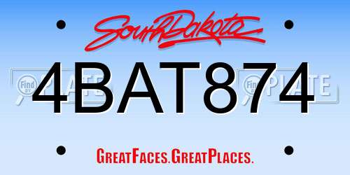 4BAT874 South Dakota License Plate