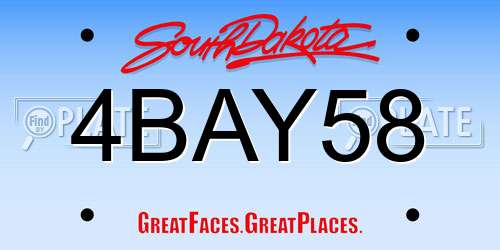 4BAY58 South Dakota License Plate