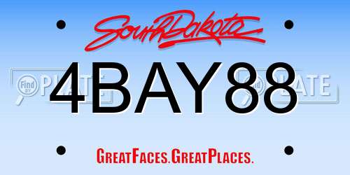 4BAY88 South Dakota License Plate