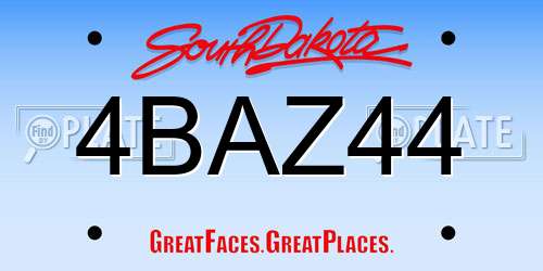4BAZ44 South Dakota License Plate