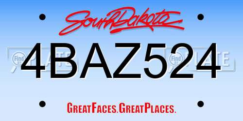 4BAZ524 South Dakota License Plate