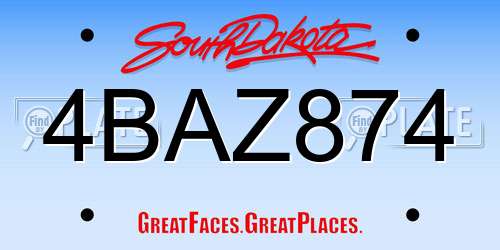 4BAZ874 South Dakota License Plate