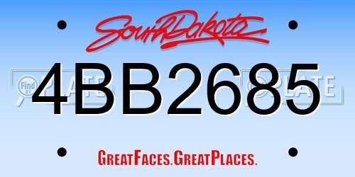 4BB2685 South Dakota License Plate