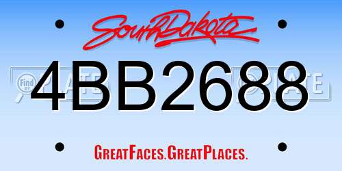 4BB2688 South Dakota License Plate