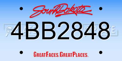 4BB2848 South Dakota License Plate