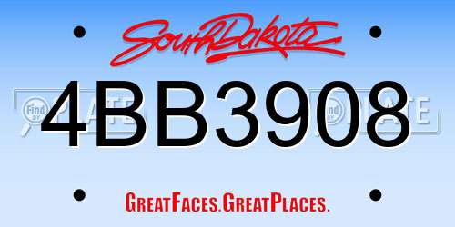 4BB3908 South Dakota License Plate