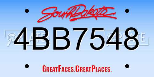 4BB7548 South Dakota License Plate