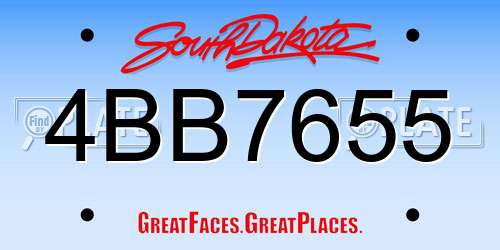 4BB7655 South Dakota License Plate