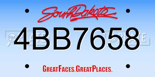 4BB7658 South Dakota License Plate