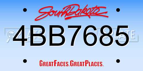 4BB7685 South Dakota License Plate