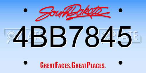 4BB7845 South Dakota License Plate